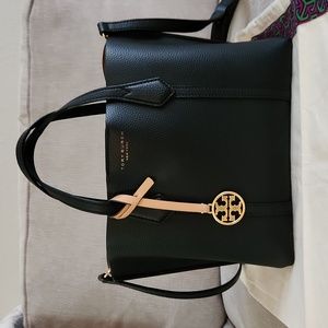 Tory Burch Perry Small Leather Tote Bag Crossbody Black